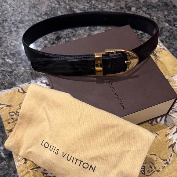 Louis Vuitton Accessories - Louis Vuitton EPI LEATHER Belt with Golden Buckle